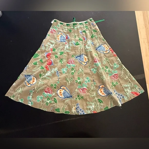 Vintage Herman Geist Midi Skirt Butterfly, Dragonfly & Floral Print 70’s Small-4 - Picture 8 of 16